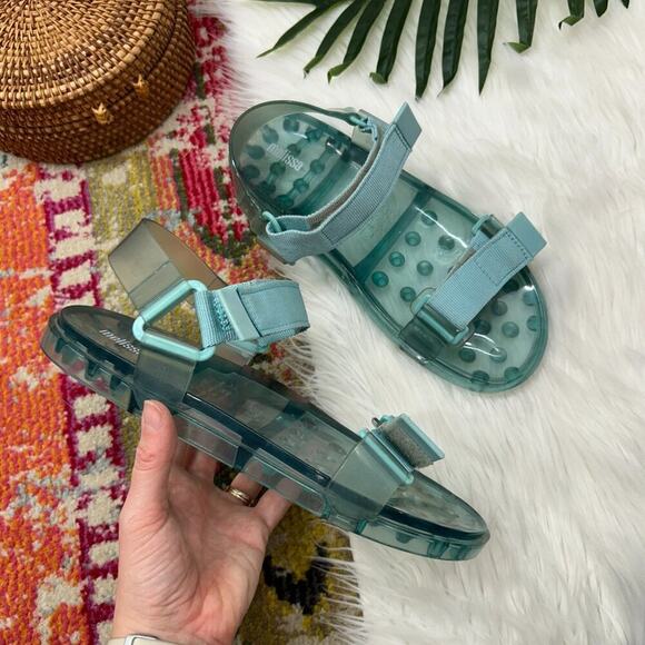 Anthropologie Melissa Jelly Ankle Strap Wide Papete Sandal 10 - Picture 1 of 6